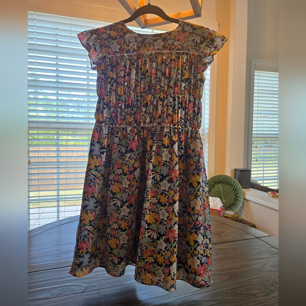 Crewcuts Smocked Dress Maui Blue Floral